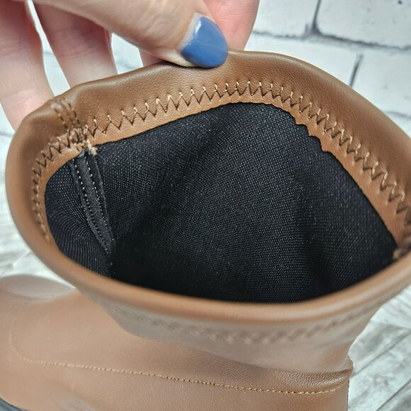 Chunky Platform Brown Faux Leather Boots Lug Sole Womens 9 Bratz Style 4" heel - Picture 5 of 16